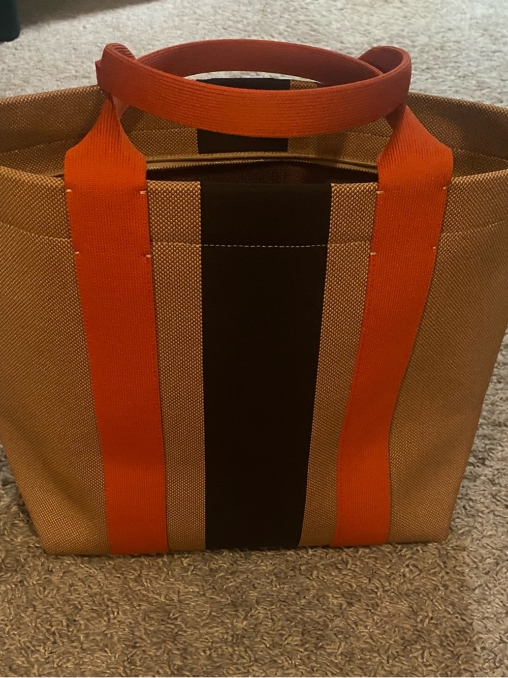 Rothy's Orange and Brown Striped Tote